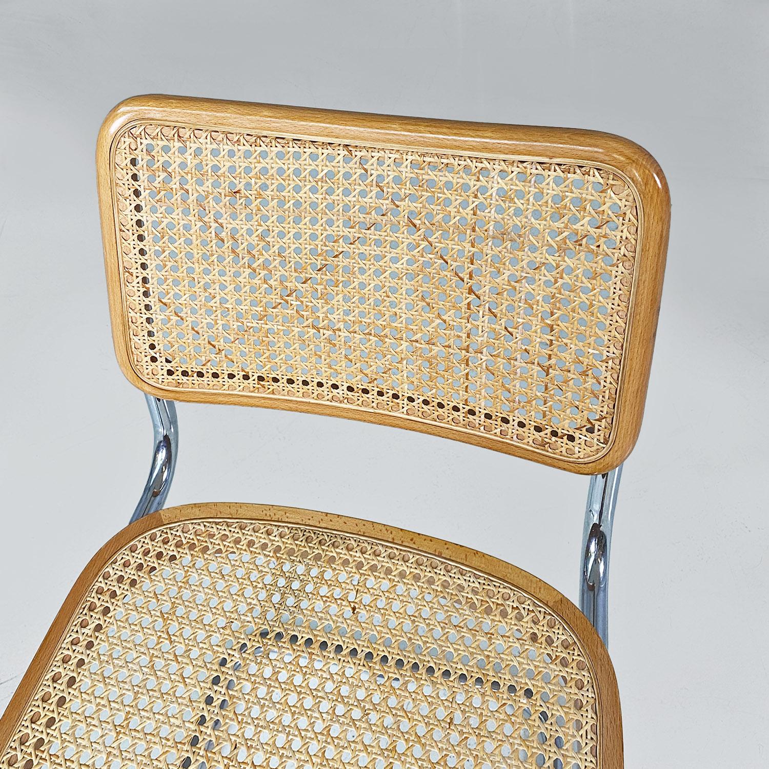 Italian modern wood steel Vienna straw chairs Cesca style by Marcel Breuer, 1970 For Sale 4
