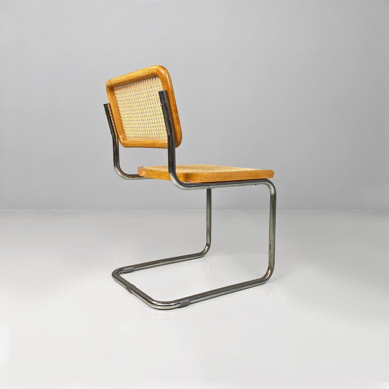 Italian modern wood steel Vienna straw chairs Cesca style by Marcel Breuer, 1970 For Sale 7