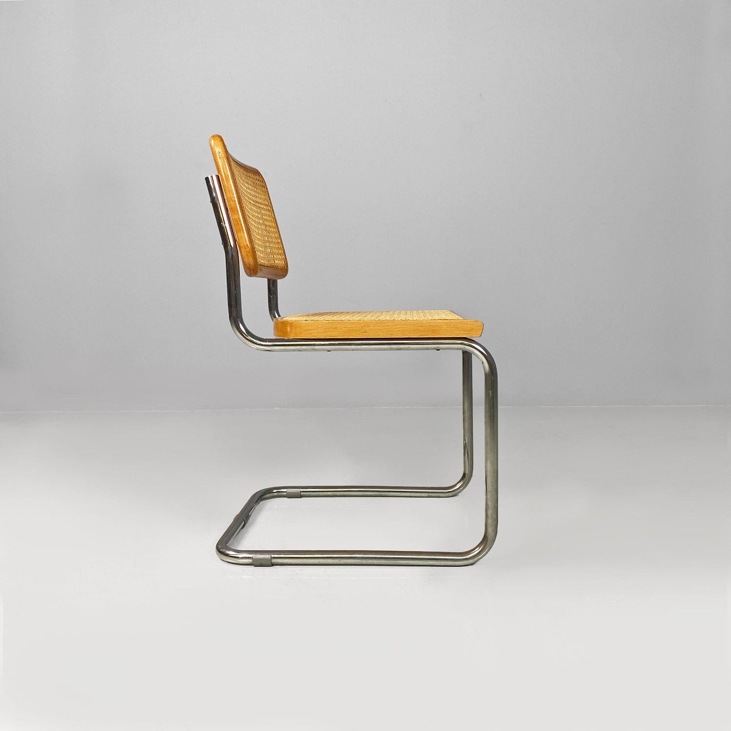 Italian modern wood steel Vienna straw chairs Cesca style by Marcel Breuer, 1970 For Sale 8