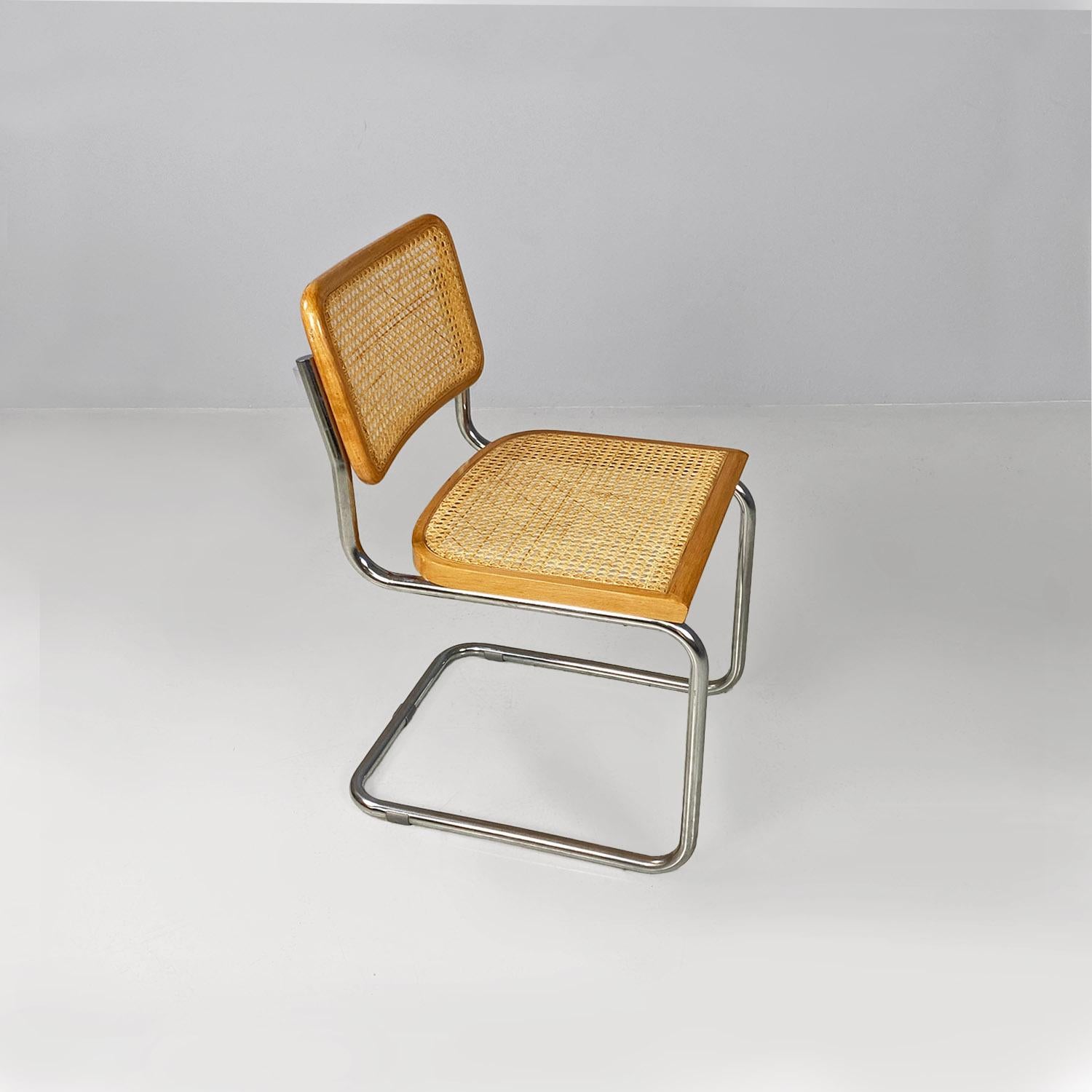 Italian modern wood steel Vienna straw chairs Cesca style by Marcel Breuer, 1970 For Sale 9