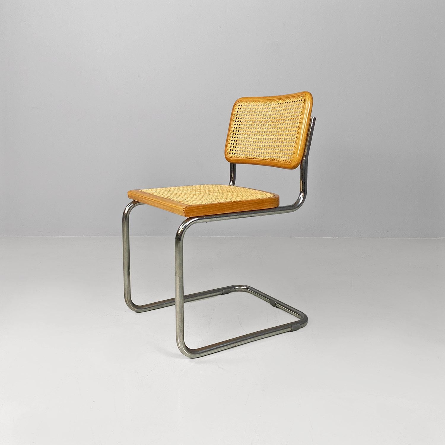 Italian modern wood steel Vienna straw chairs Cesca style by Marcel Breuer, 1970 For Sale 10