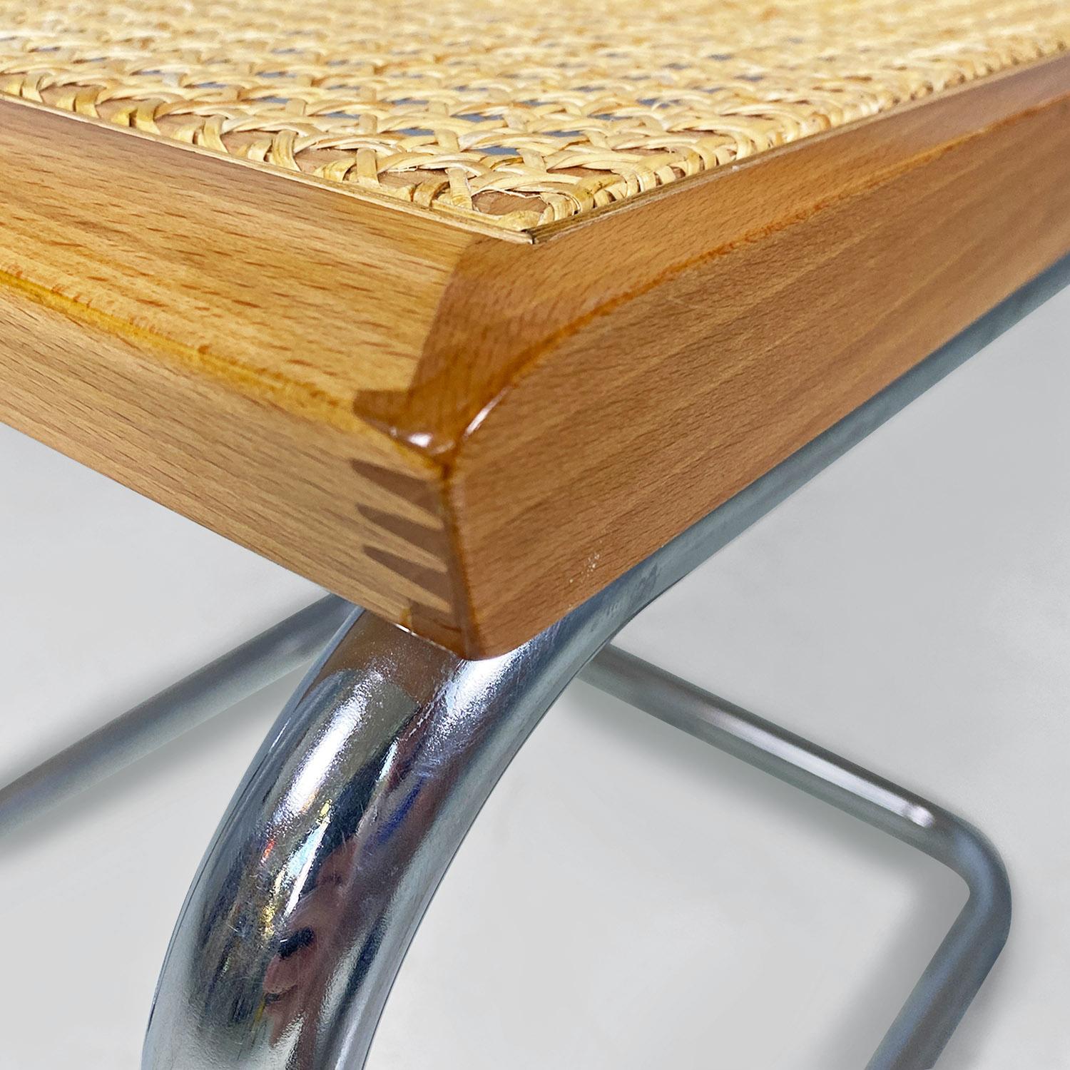 Modern Italian modern wood steel Vienna straw chairs Cesca style by Marcel Breuer, 1970 For Sale