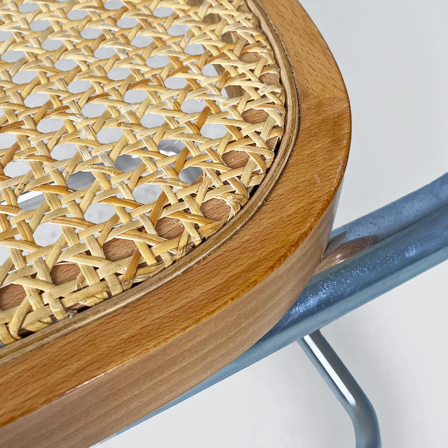 Italian modern wood steel Vienna straw chairs Cesca style by Marcel Breuer, 1970 In Good Condition For Sale In MIlano, IT