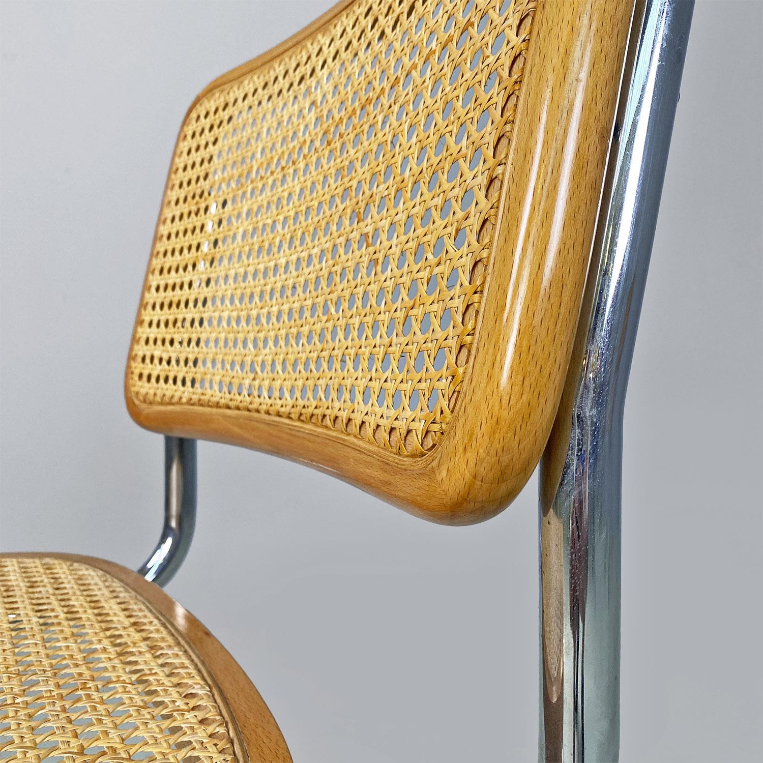 Italian modern wood steel Vienna straw chairs Cesca style by Marcel Breuer, 1970 For Sale 3