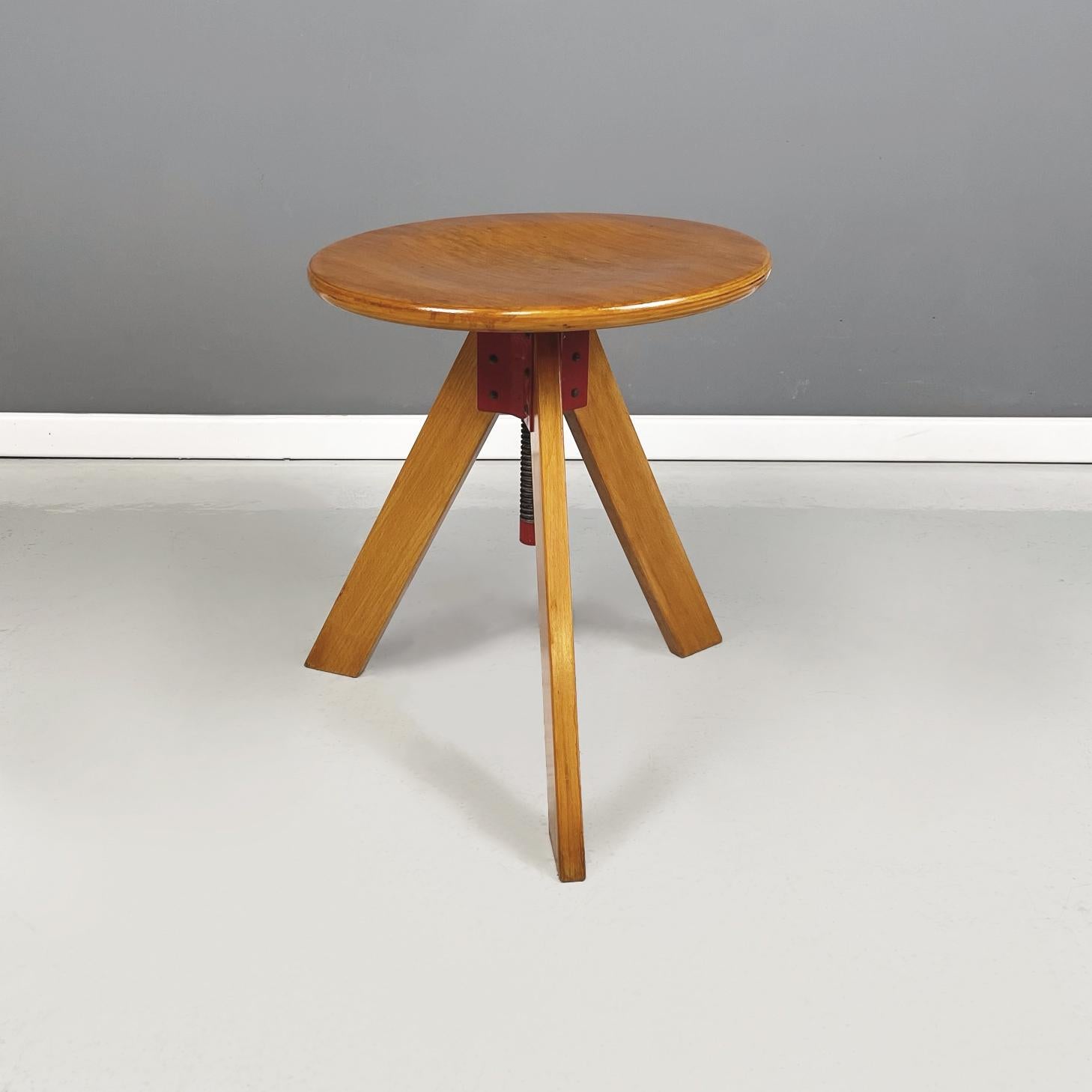 Modern Italian modern Wood swivel stool Giotto De Pas D'Urbino Lomazzi Zanotta, 1970s