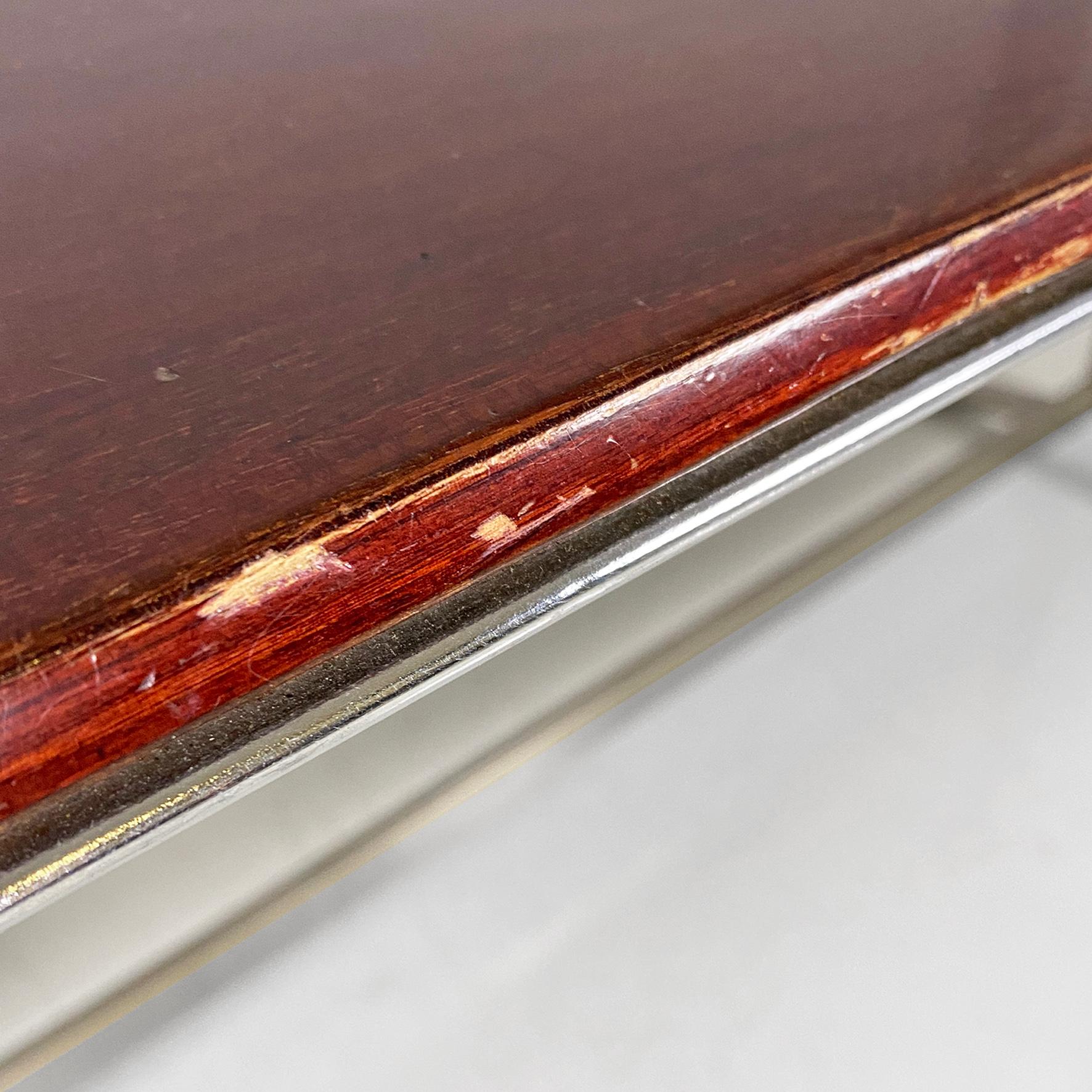 Italian modern wood top and metal base desk or dining table by Formanova, 1970s For Sale 4