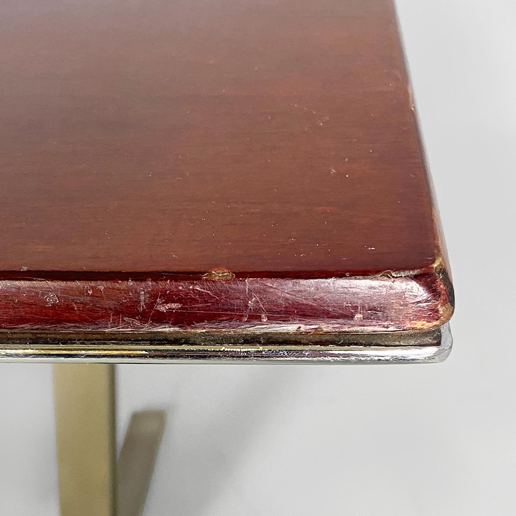 Italian modern wood top and metal base desk or dining table by Formanova, 1970s For Sale 5