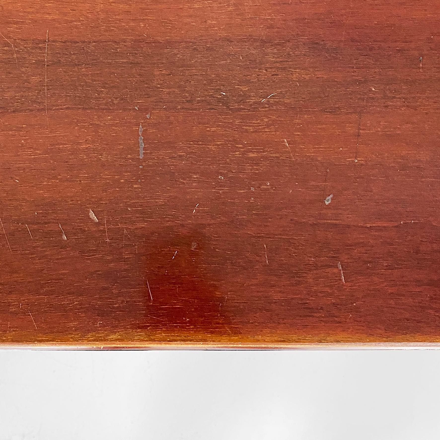Italian modern wood top and metal base desk or dining table by Formanova, 1970s For Sale 7