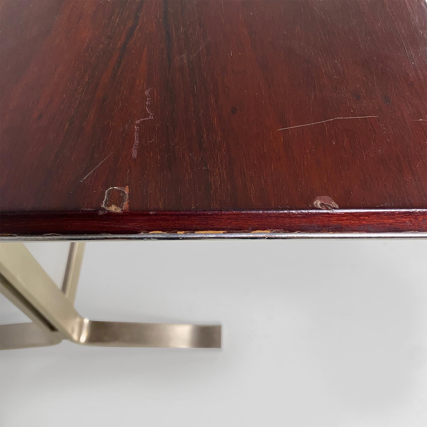 Italian modern wood top and metal base desk or dining table by Formanova, 1970s For Sale 8