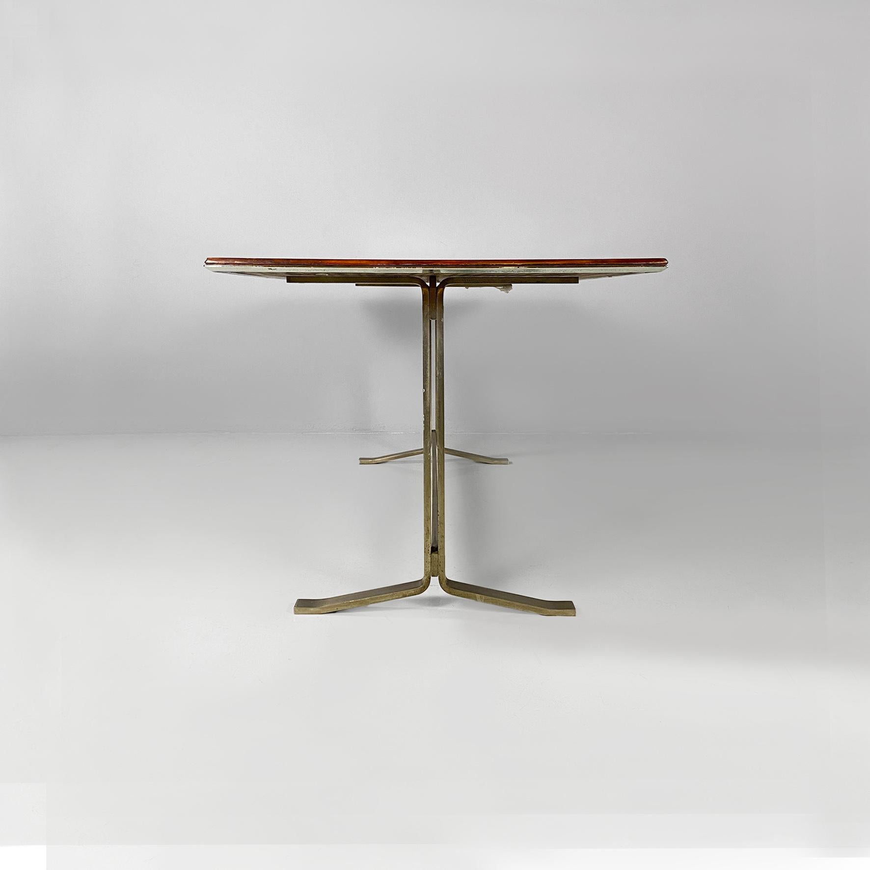 Italian modern wood top and metal base desk or dining table by Formanova, 1970s For Sale 10