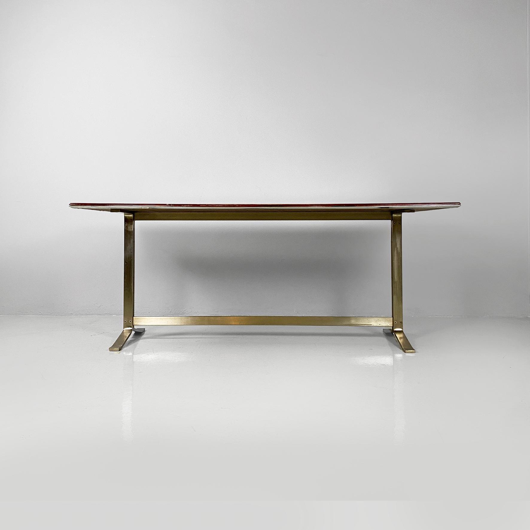Italian modern wood top and metal base desk or dining table by Formanova, 1970s For Sale 12