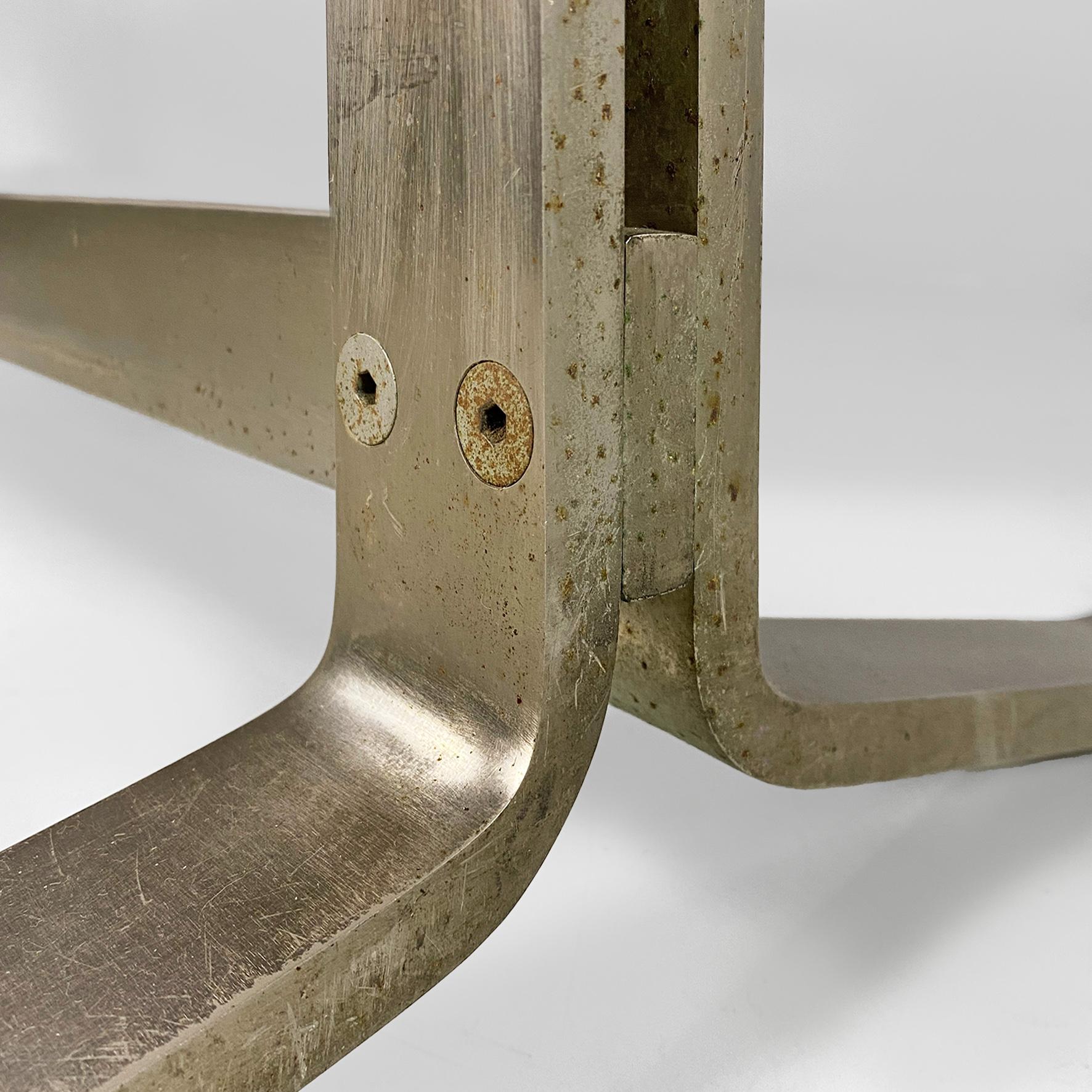 Metal Italian modern wood top and metal base desk or dining table by Formanova, 1970s For Sale