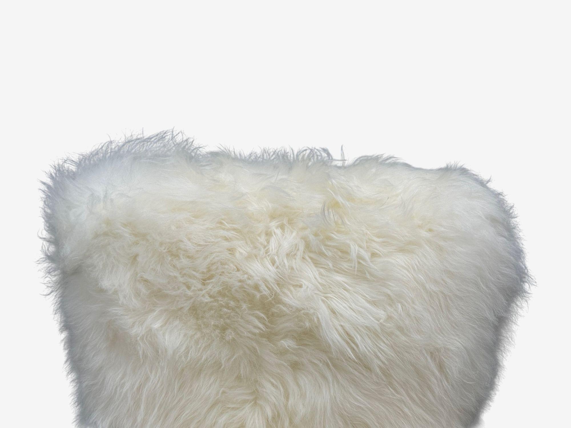 Chaise longue moderne italienne, Wood Wood, Shearling blanc, années 1950 en vente 3