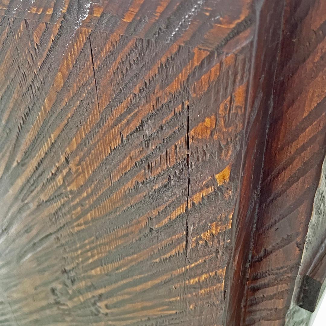 Moderne italienische Bank aus Holz und elfenbeinfarbenem Stoff, 1980er Jahre im Angebot 13