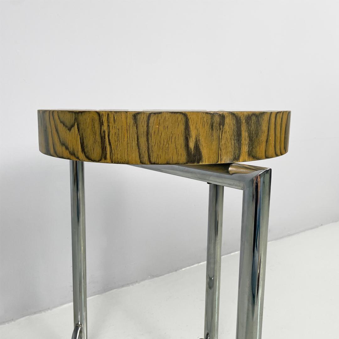 Italienischer moderner runder Couchtisch aus Holz und Metall, 1970er Jahre im Angebot 5