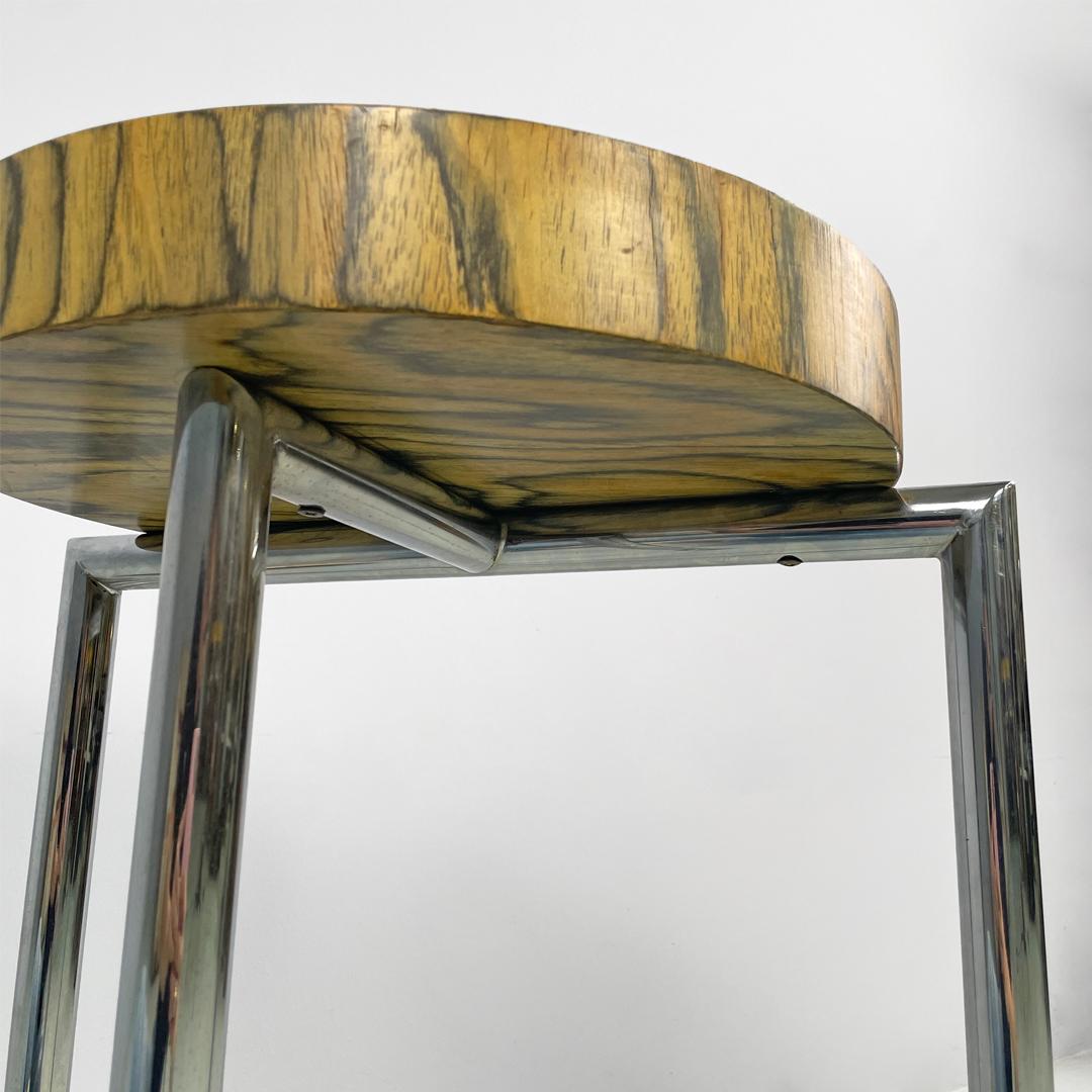 Italienischer moderner runder Couchtisch aus Holz und Metall, 1970er Jahre im Angebot 9