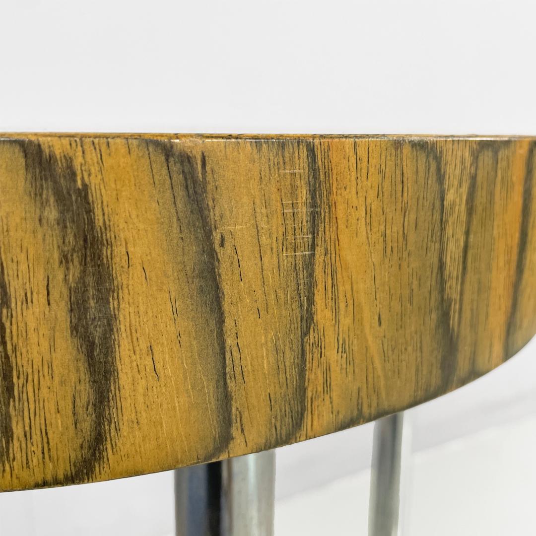 Italienischer moderner runder Couchtisch aus Holz und Metall, 1970er Jahre im Angebot 11