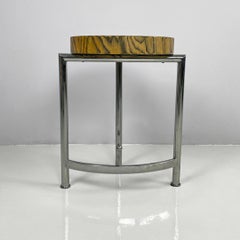 Italian modern wooden and metal round coffee table, 1970s