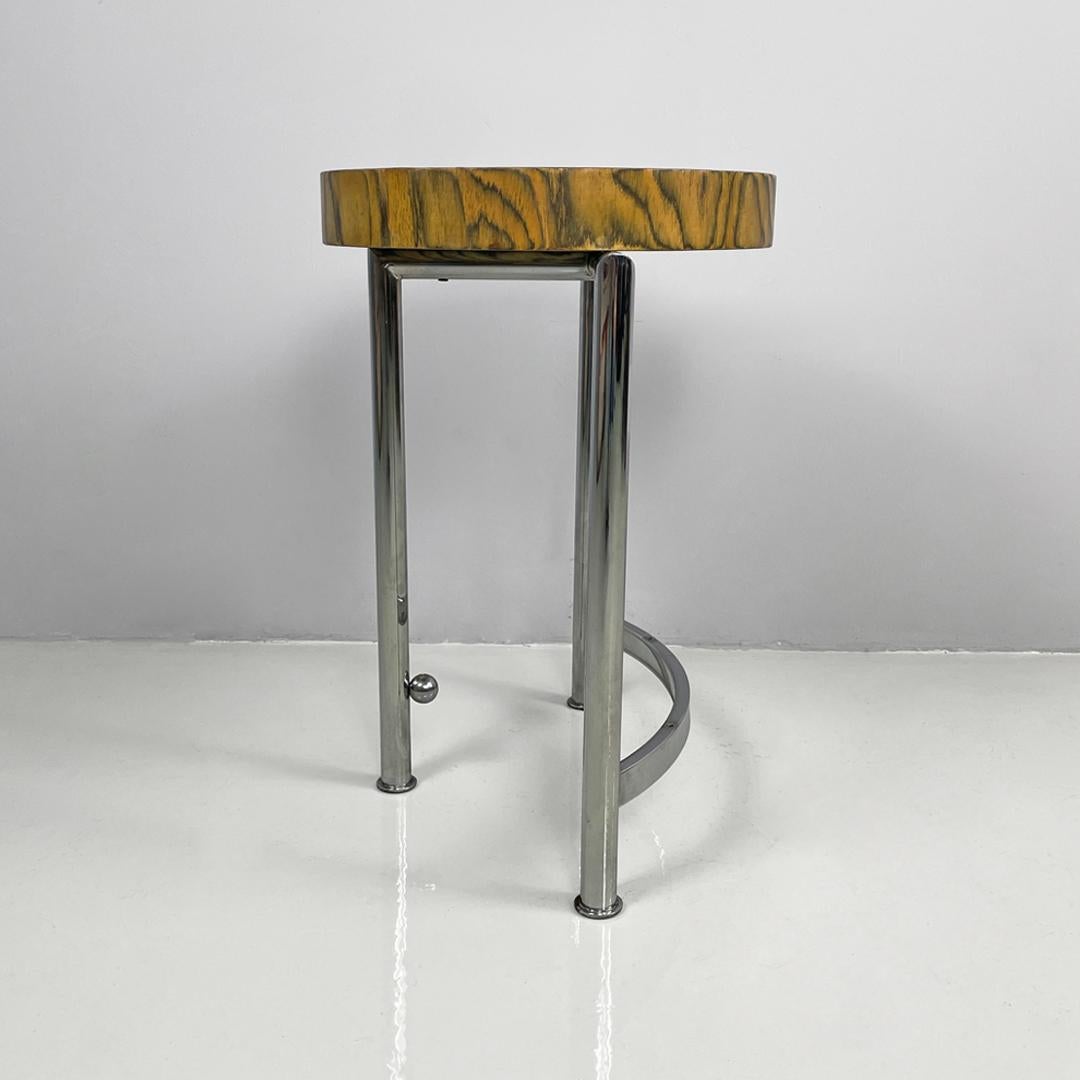Italienischer moderner runder Couchtisch aus Holz und Metall, 1970er Jahre im Zustand „Gut“ im Angebot in MIlano, IT
