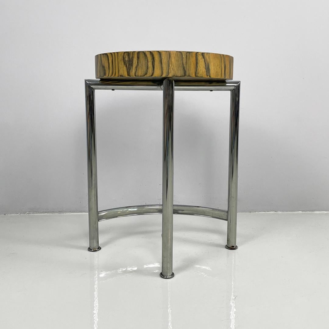Italienischer moderner runder Couchtisch aus Holz und Metall, 1970er Jahre im Angebot 1