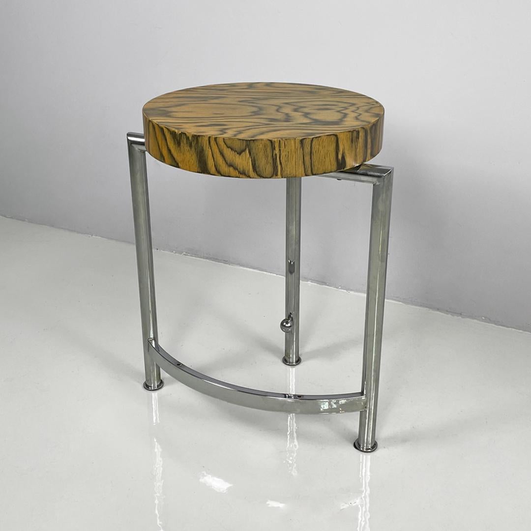 Italienischer moderner runder Couchtisch aus Holz und Metall, 1970er Jahre im Angebot 2