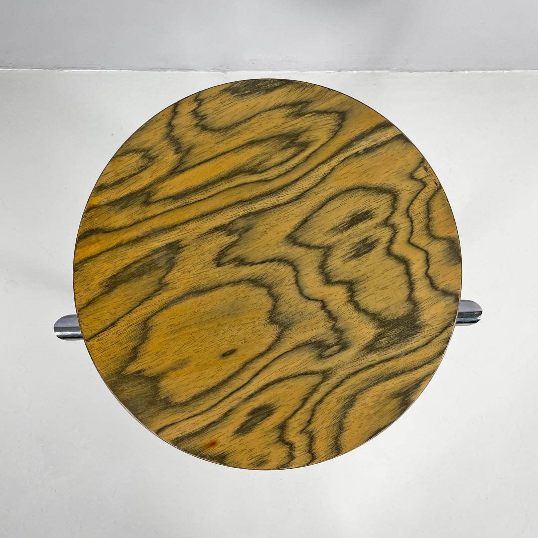 Italienischer moderner runder Couchtisch aus Holz und Metall, 1970er Jahre im Angebot 4