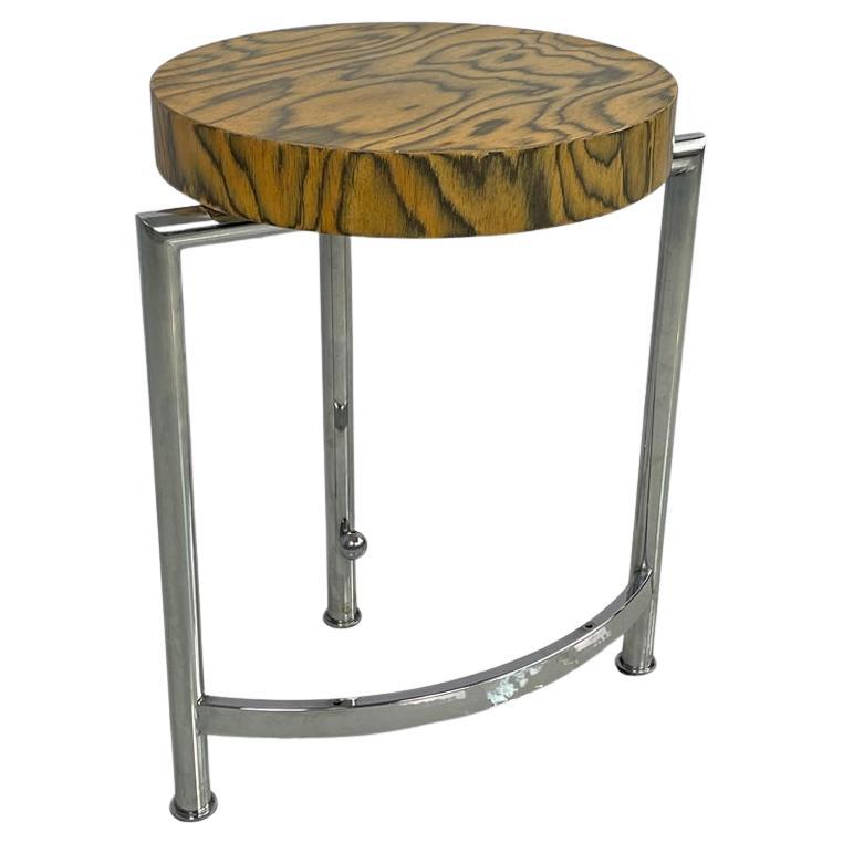 Italienischer moderner runder Couchtisch aus Holz und Metall, 1970er Jahre im Angebot