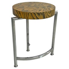 Italienischer moderner runder Couchtisch aus Holz und Metall, 1970er Jahre