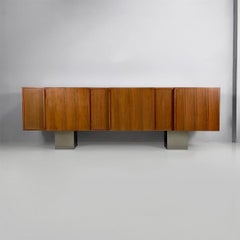 Italian modern wooden and metal sideboard, 1970s