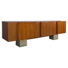 Italian modern wooden and metal sideboard, 1970s