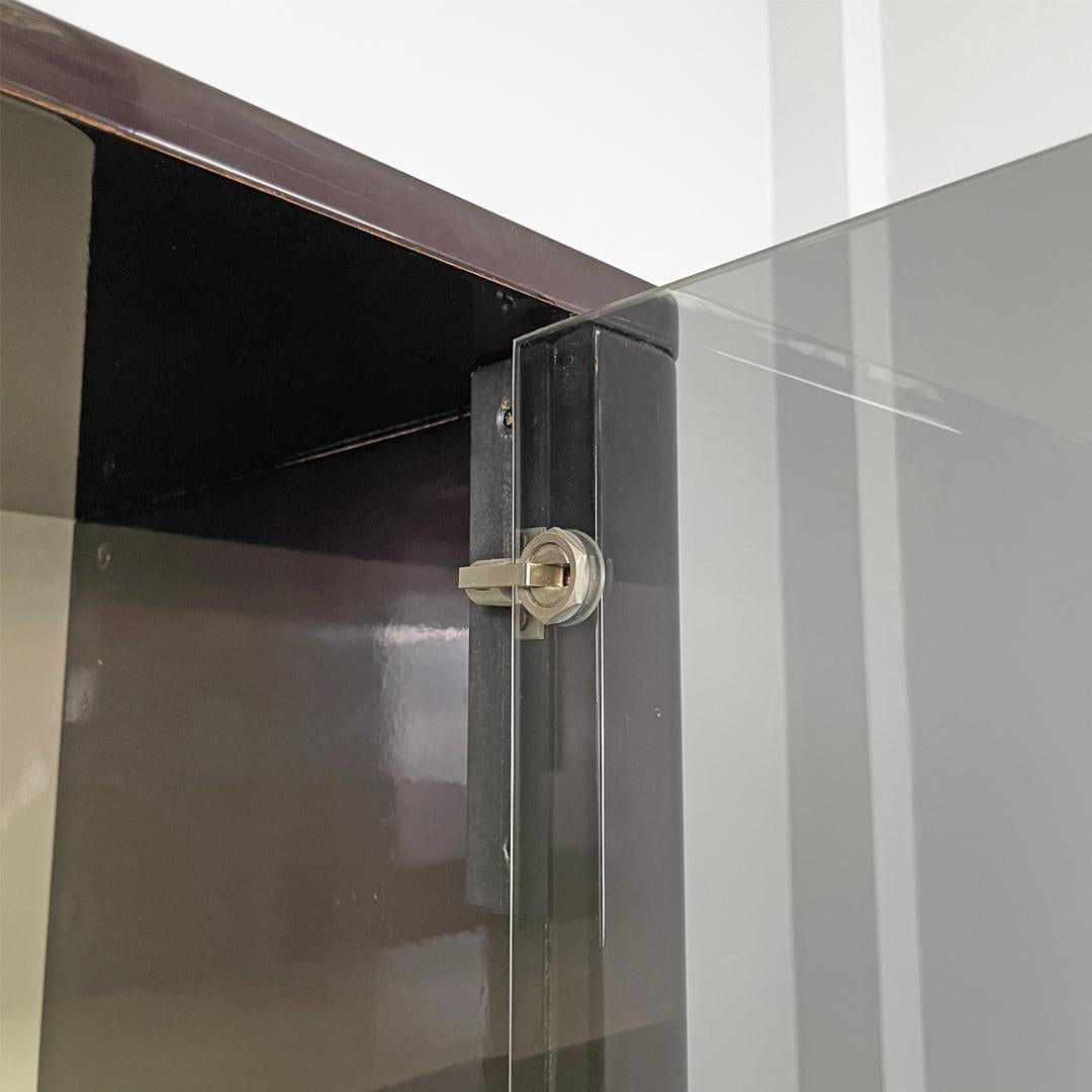 Italian modern wooden black lacquered wardrobe, 1970s For Sale 5