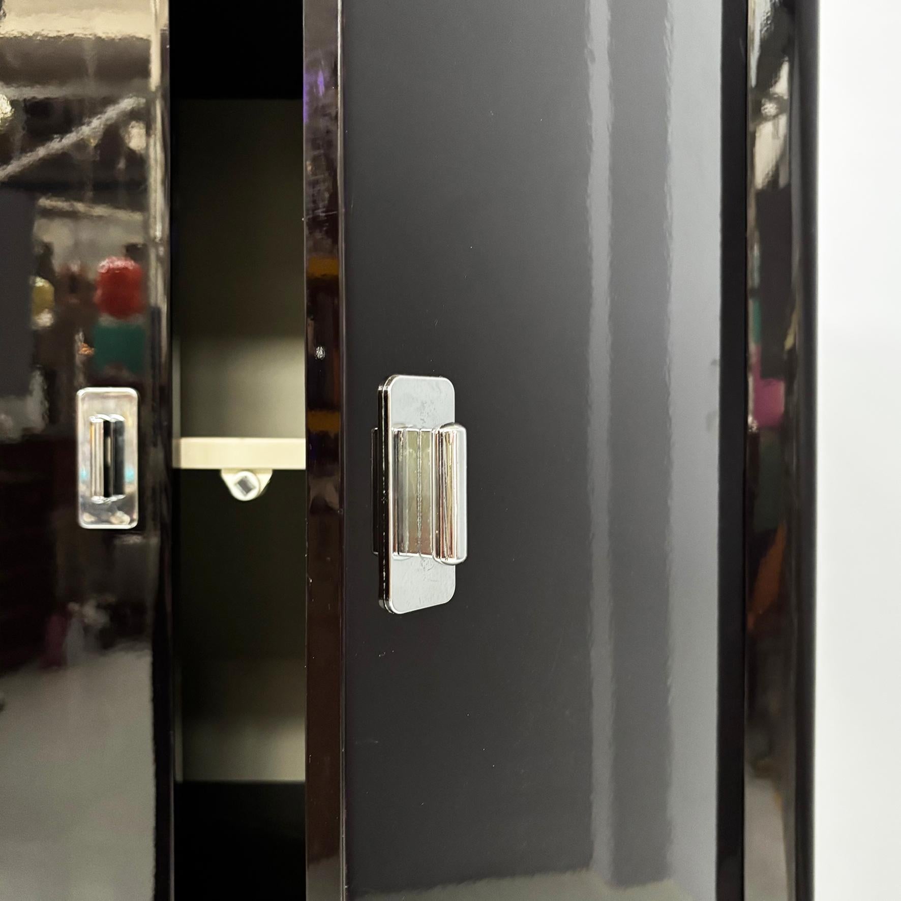 Italian modern wooden black lacquered wardrobe, 1970s For Sale 6
