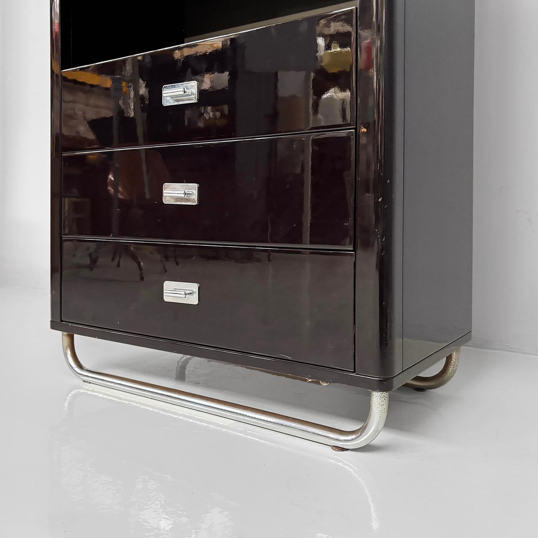 Italian modern wooden black lacquered wardrobe, 1970s For Sale 12