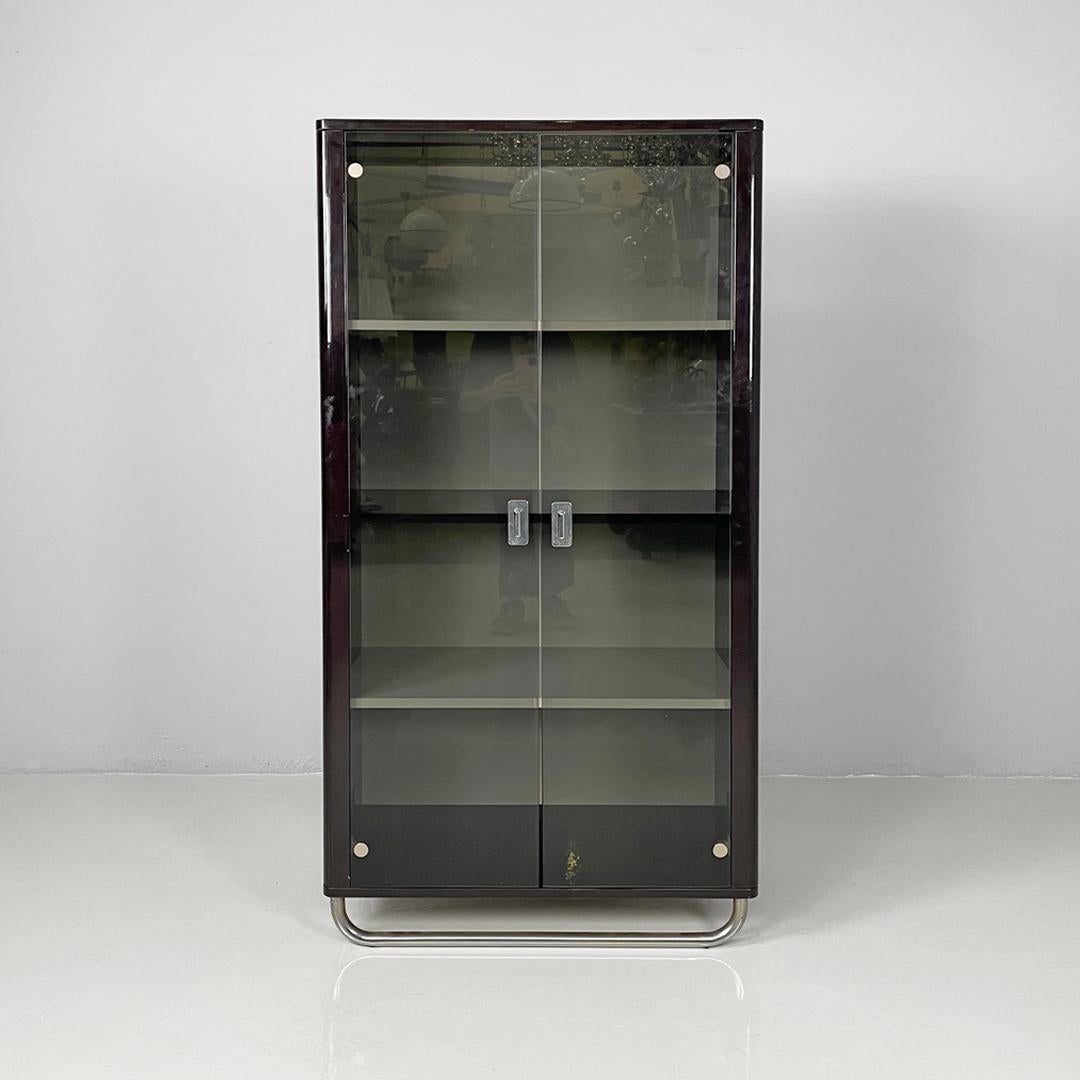 Modern Italian modern wooden black lacquered wardrobe, 1970s For Sale