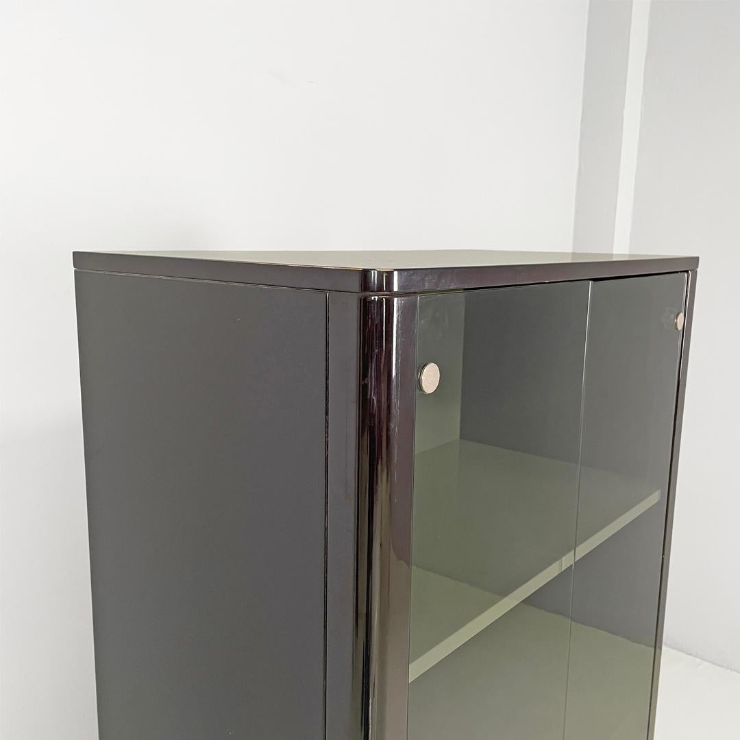 Italian modern wooden black lacquered wardrobe, 1970s For Sale 2