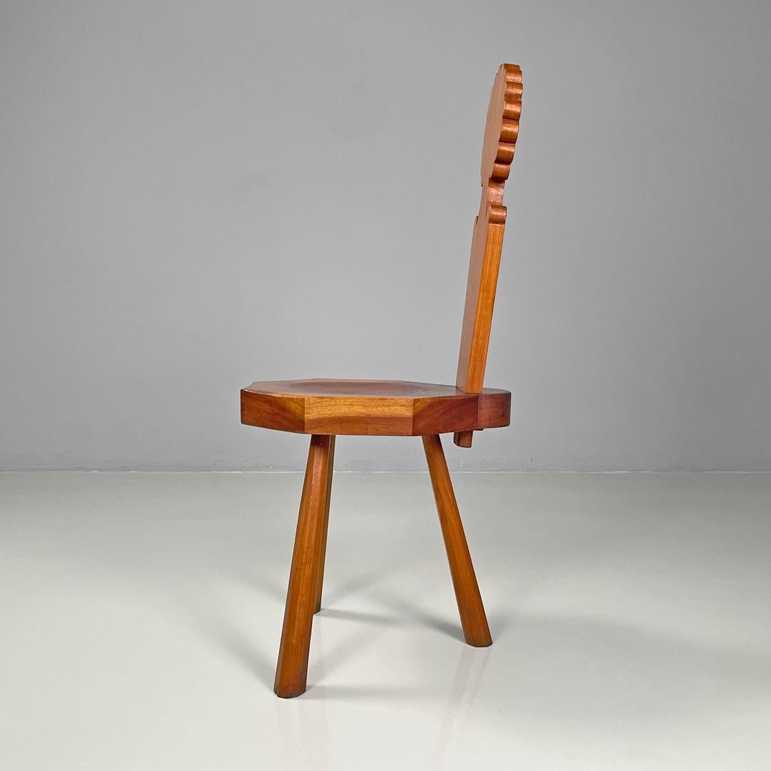 Sillas modernas italianas de madera con decoración hexagonal y festoneado en el asiento, años 70 en Bueno estado para la venta en MIlano, IT