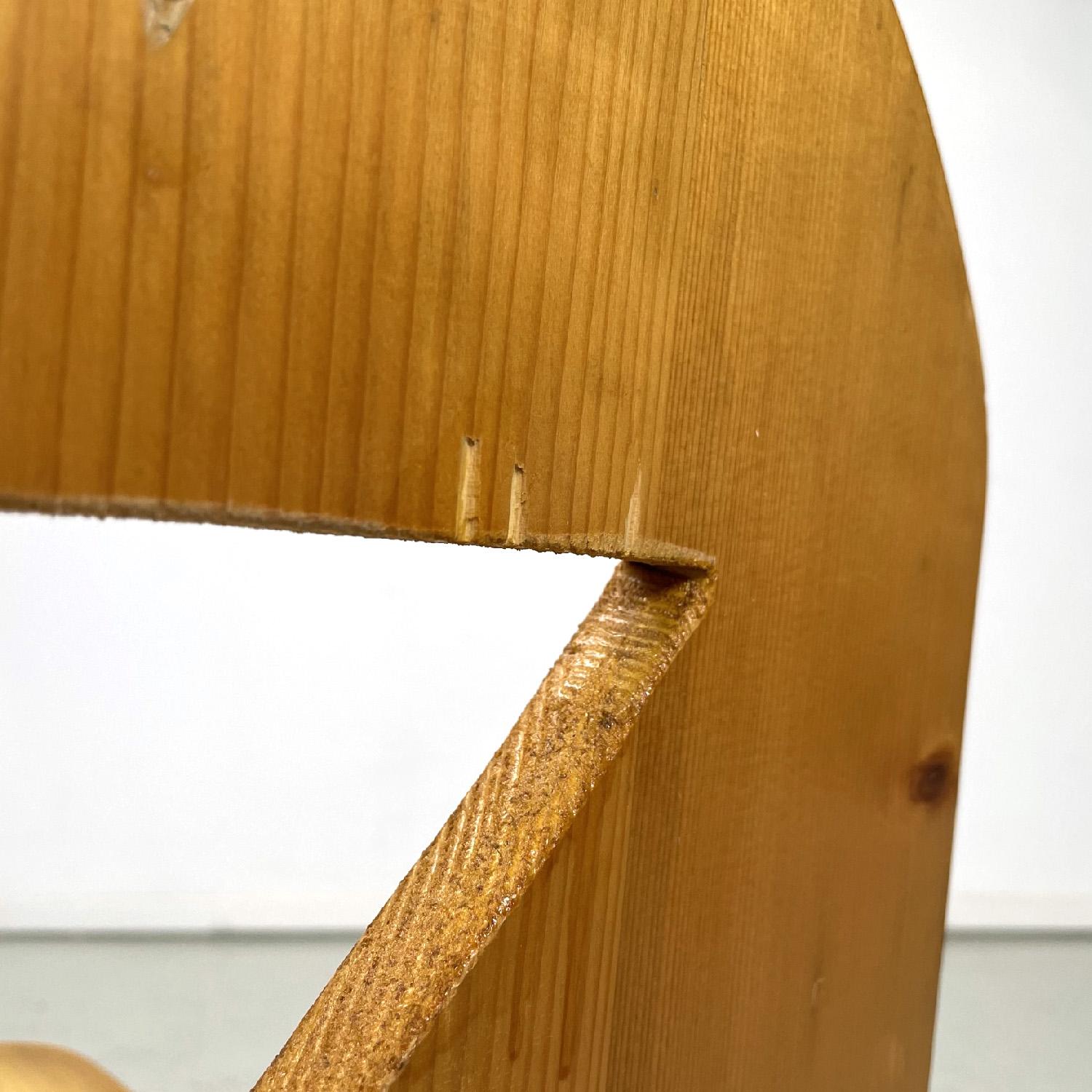 Italian modern wooden chairs with triangular holes, 1980s For Sale 5