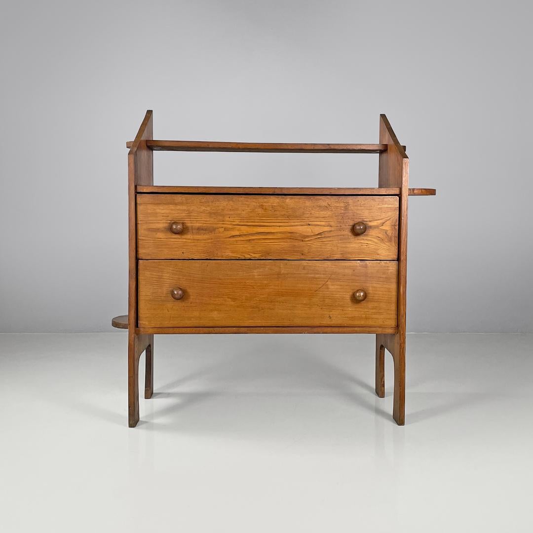 Modern Italian modern wooden chest of drawers with visible joints La Casa Bella, 1970s For Sale