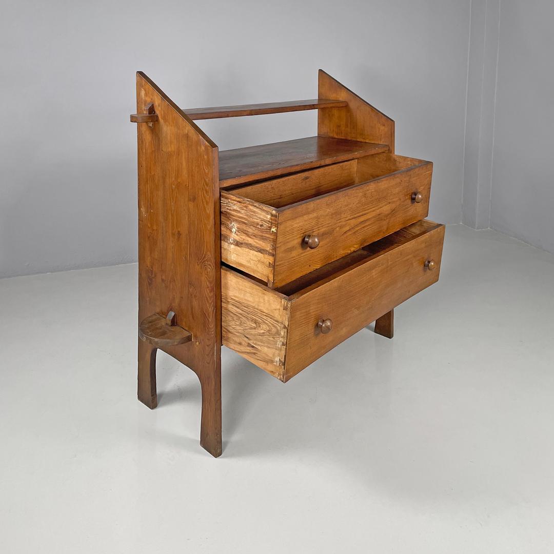 Late 20th Century Italian modern wooden chest of drawers with visible joints La Casa Bella, 1970s For Sale