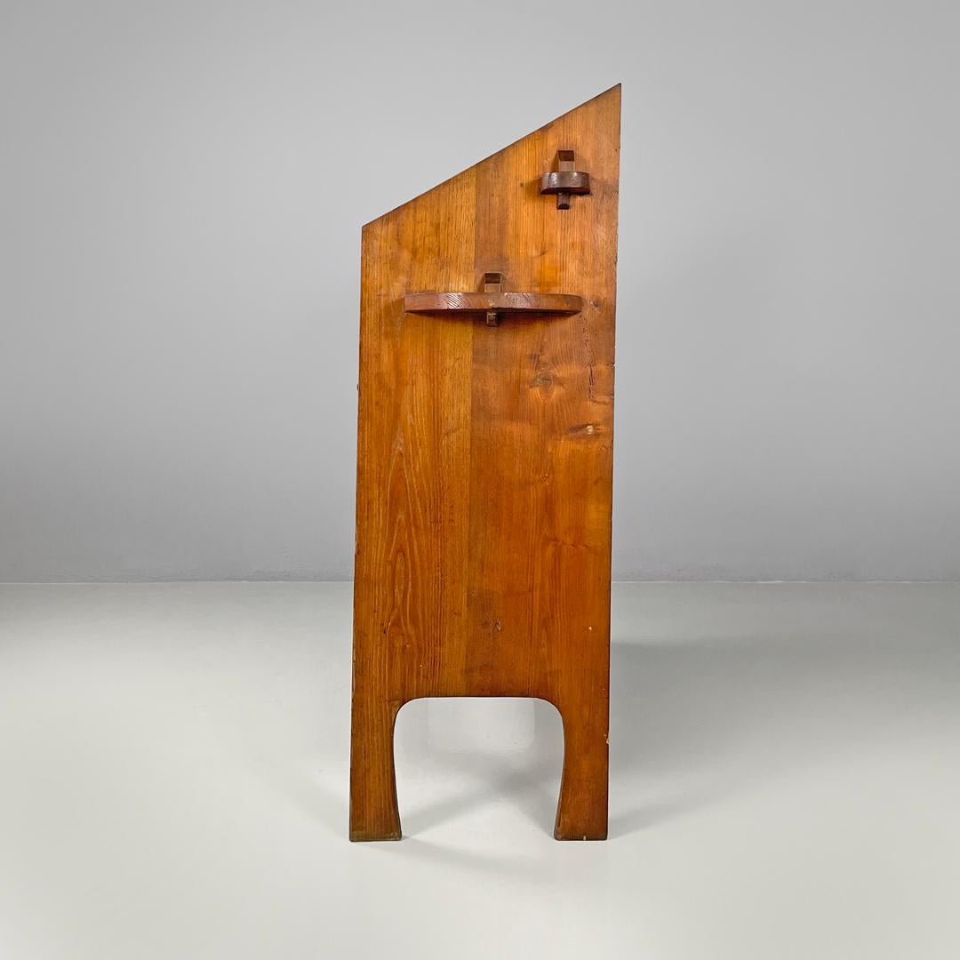 Wood Italian modern wooden chest of drawers with visible joints La Casa Bella, 1970s For Sale