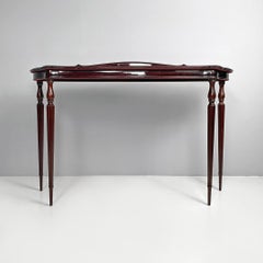 Italian modern wooden console with decorated legs in style, 1970s