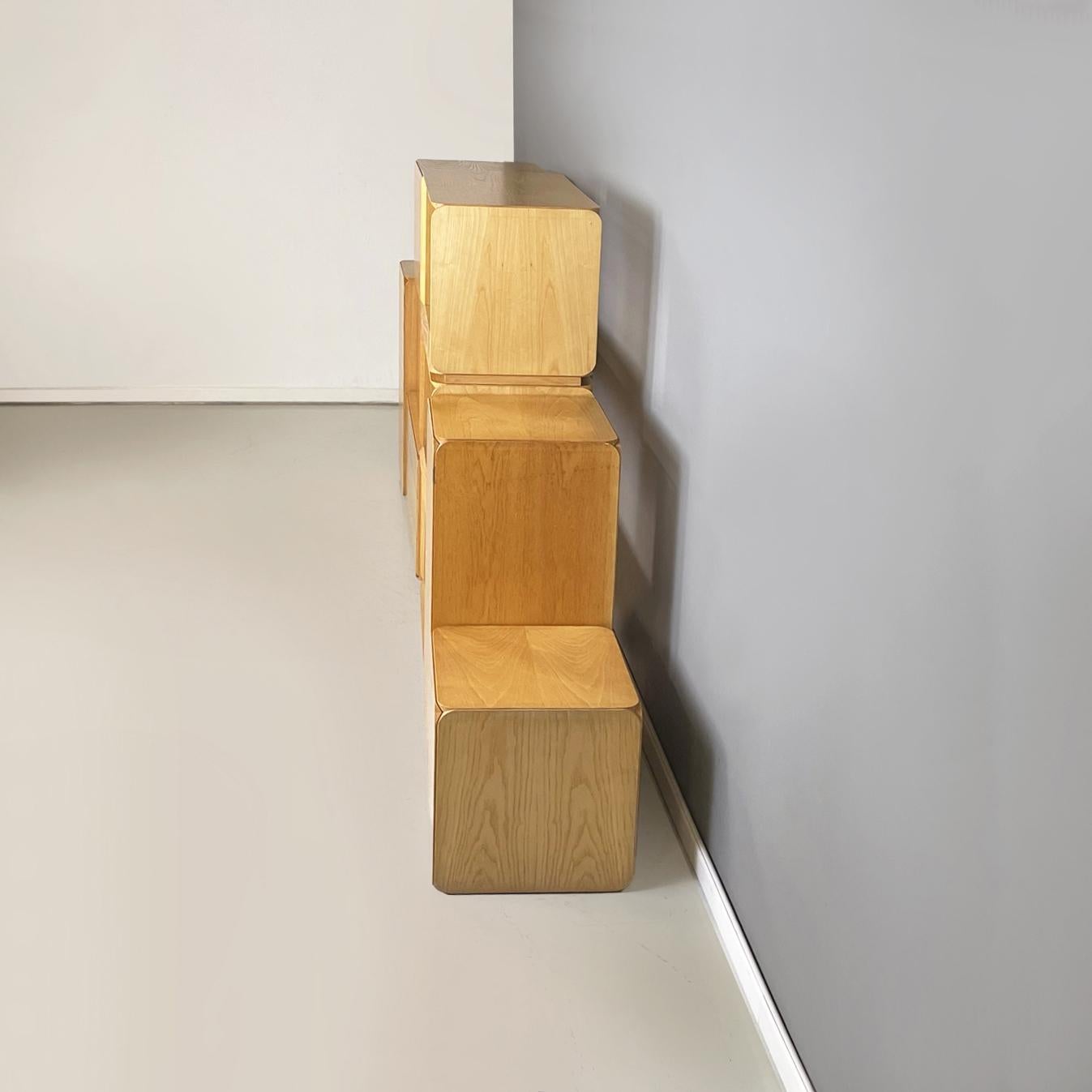 Modern Italian modern Wooden modular bookcase or sideboard by Derk Jan De Vries, 1980s
