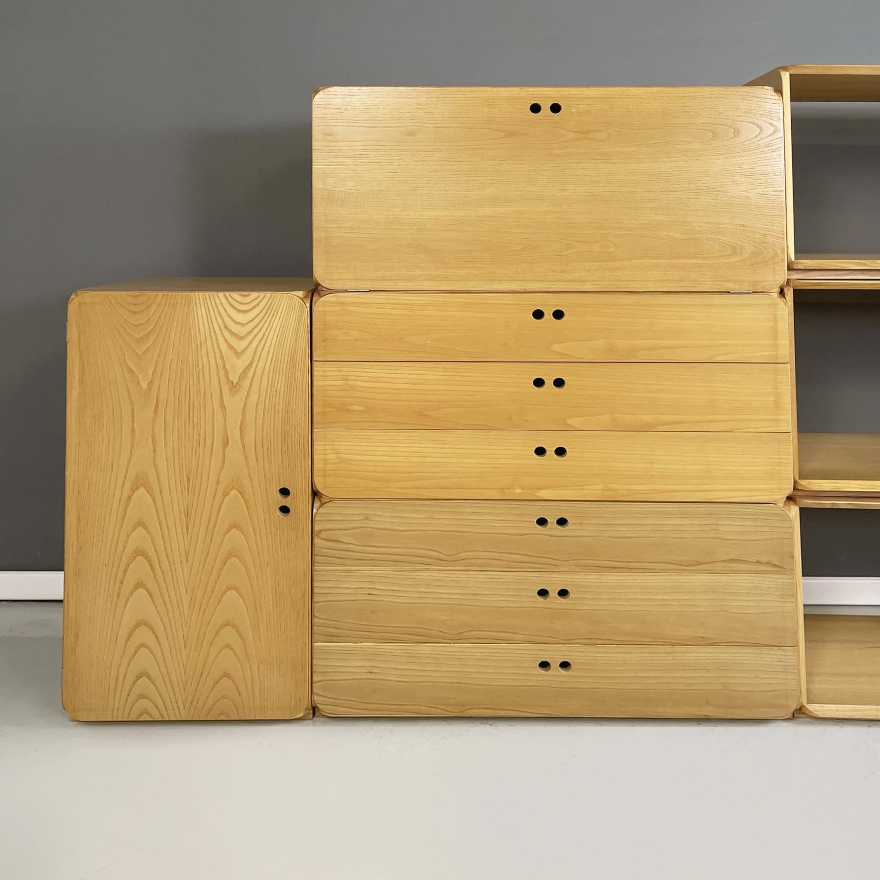 Late 20th Century Italian modern Wooden modular bookcase or sideboard by Derk Jan De Vries, 1980s