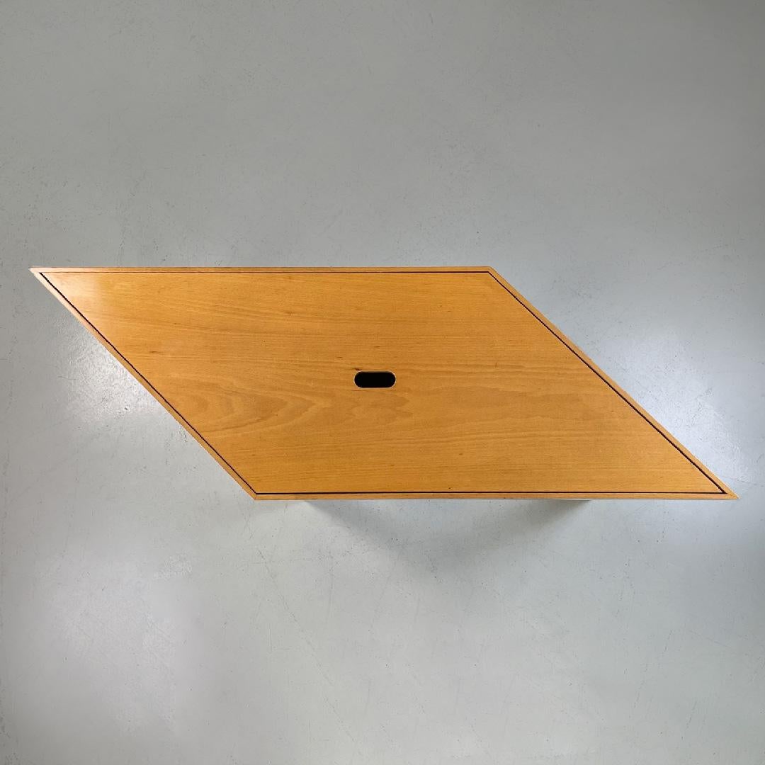 Italian modern wooden trapezoidal table Tangram by Morozzi for Cassina, 1990 In Good Condition For Sale In MIlano, IT