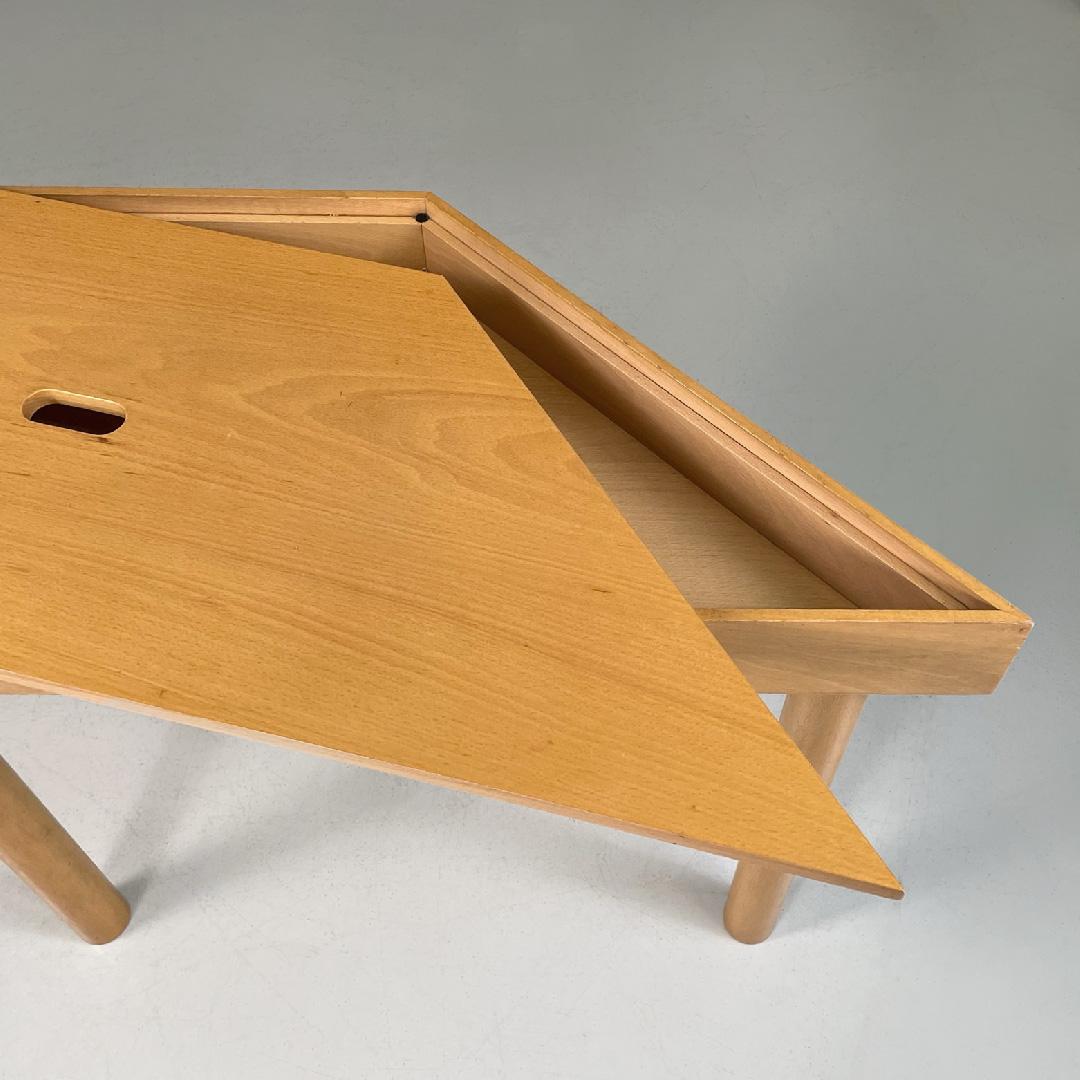 Moderner italienischer trapezförmiger Holztisch Tangram von Morozzi für Cassina, 1990 im Angebot 3