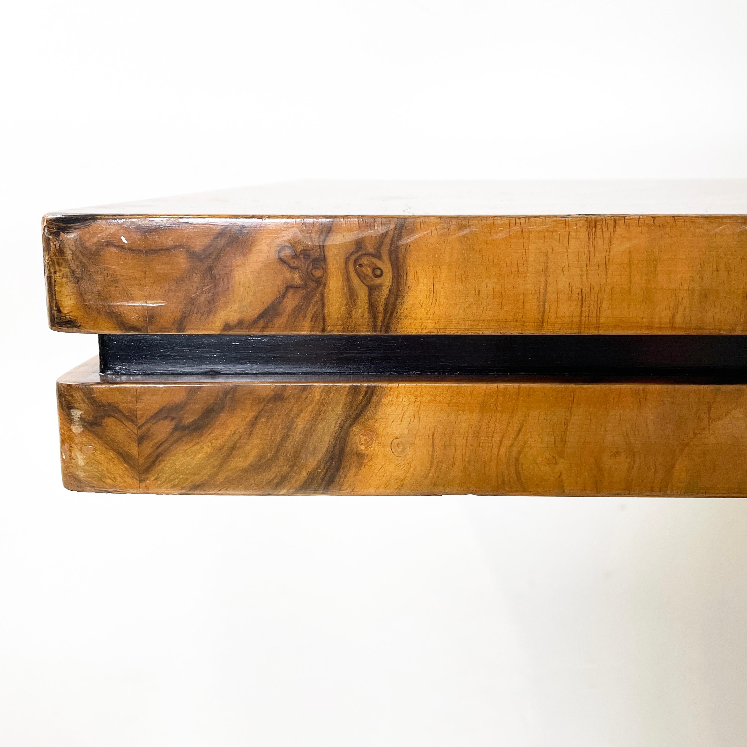 Italian modern Wooden rectangular console with black wood details, 1970s For Sale 5