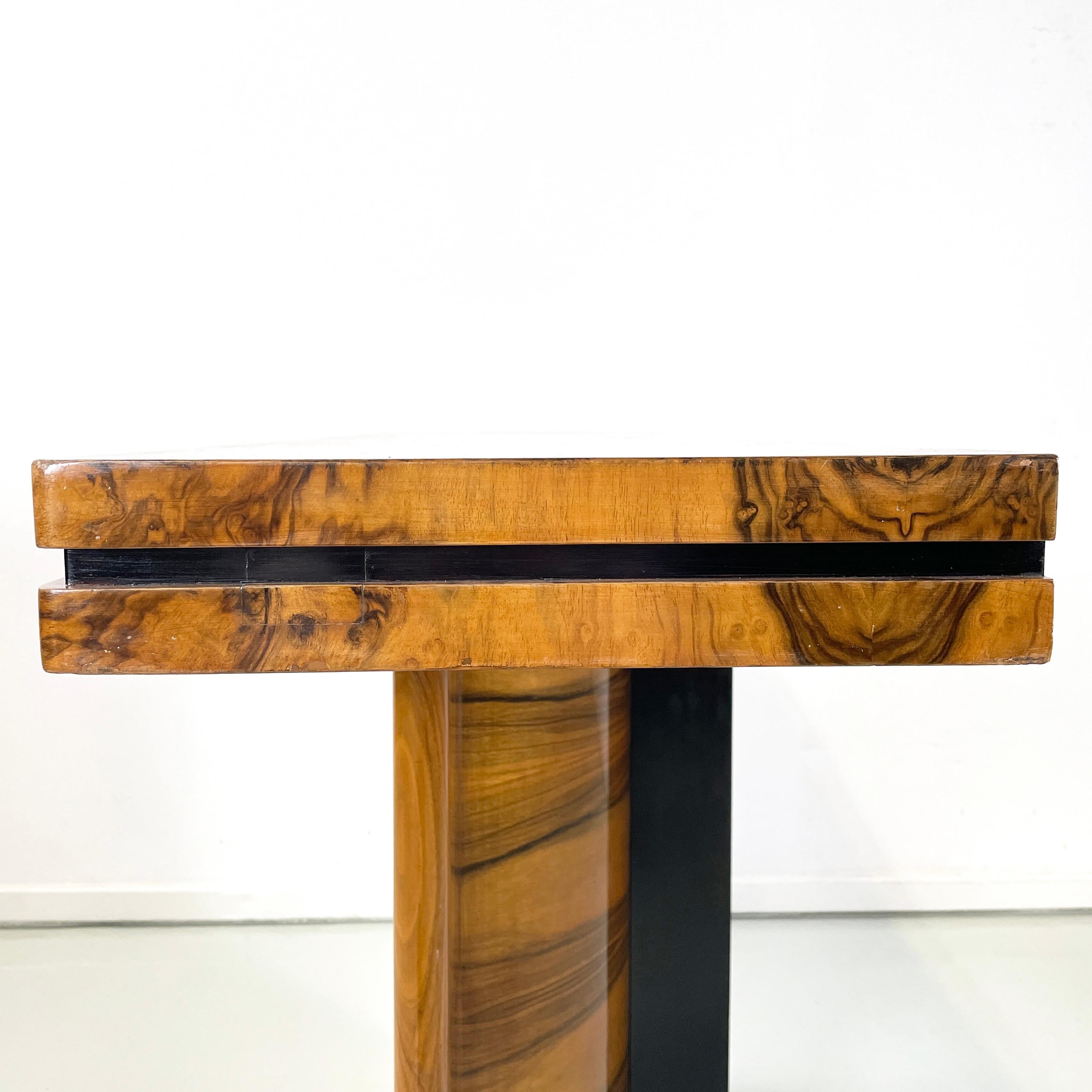 Italian modern Wooden rectangular console with black wood details, 1970s For Sale 7