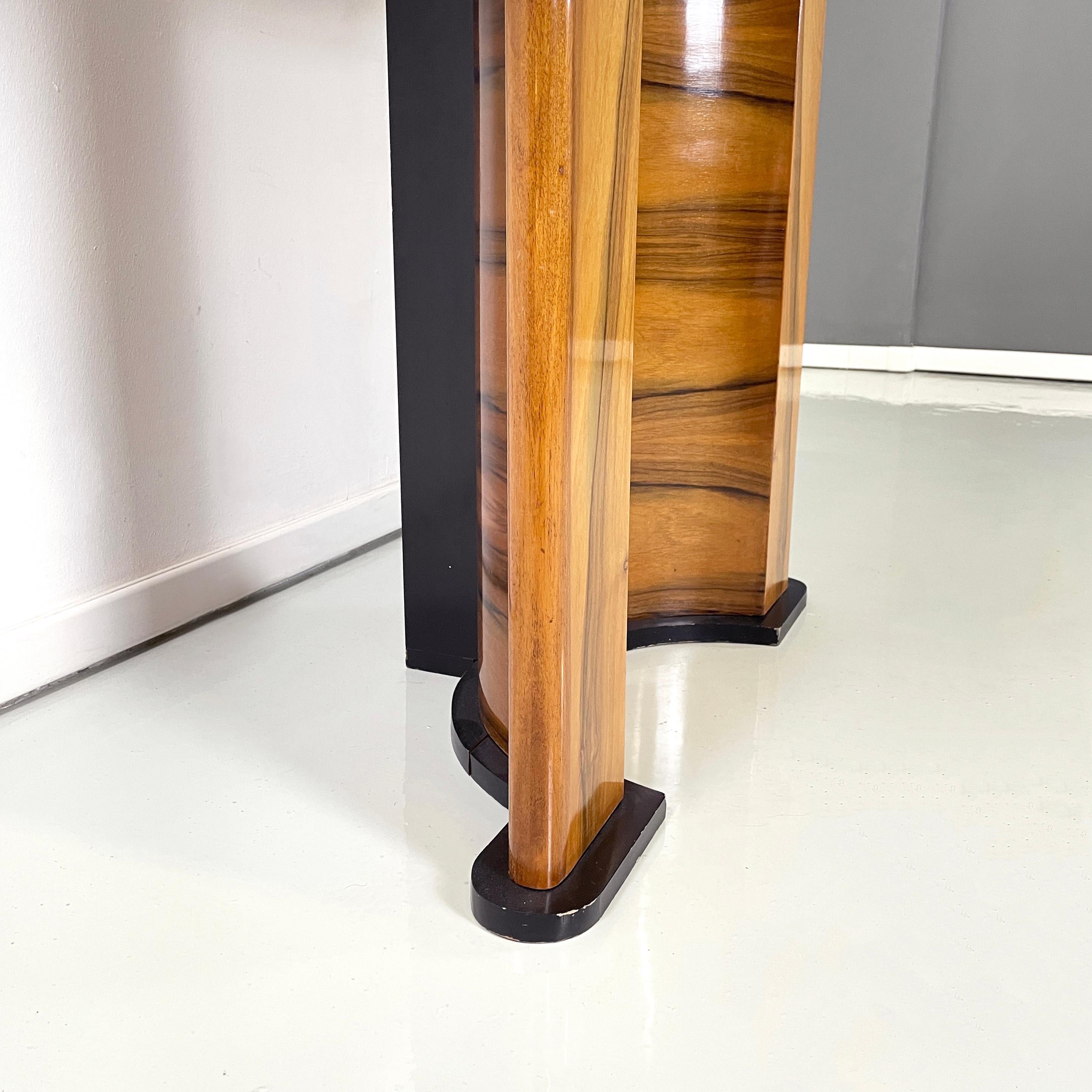 Italian modern Wooden rectangular console with black wood details, 1970s For Sale 9
