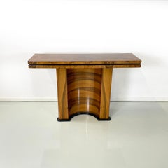 Italian modern Wooden rectangular console with black wood details, 1970s