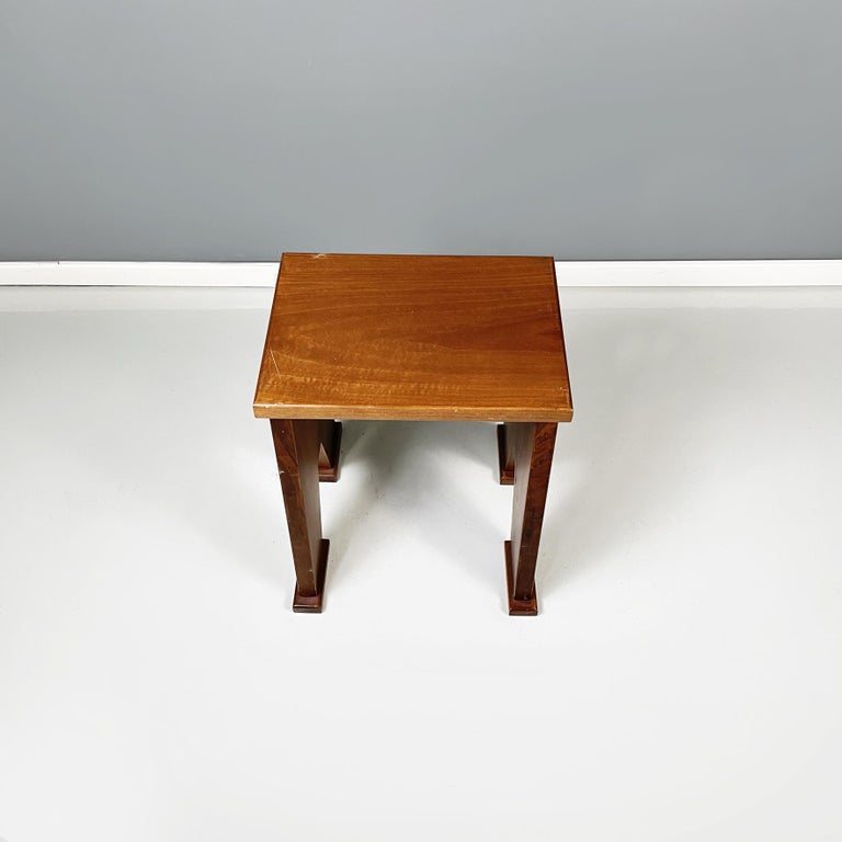 Italian Modern Wooden Rectangular Stools in Art Deco Style, 1970s For ...